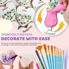 Cookie decorating tools including decoration brushes, scriber needles, and edible pen for sugar cookies