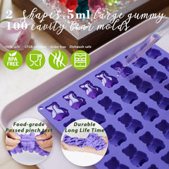 Durable food-grade droppers included with silicone gummy molds set, designed for long-lasting use and easy candy filling
