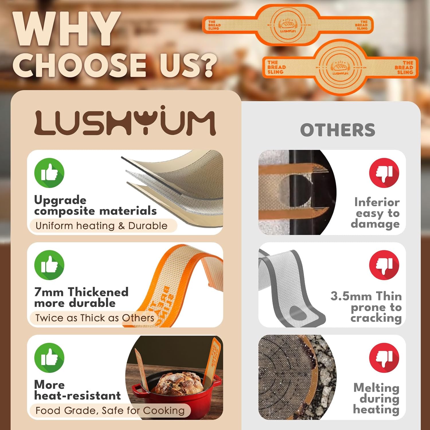 Professionally tested and highly rated LUSHYUM baking sling vs unknown or unverified products on the market