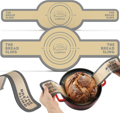 LUSHYUM gray silicone bread sling for Dutch oven, non-stick reusable sourdough baking mat with long handles for easy dough transfer