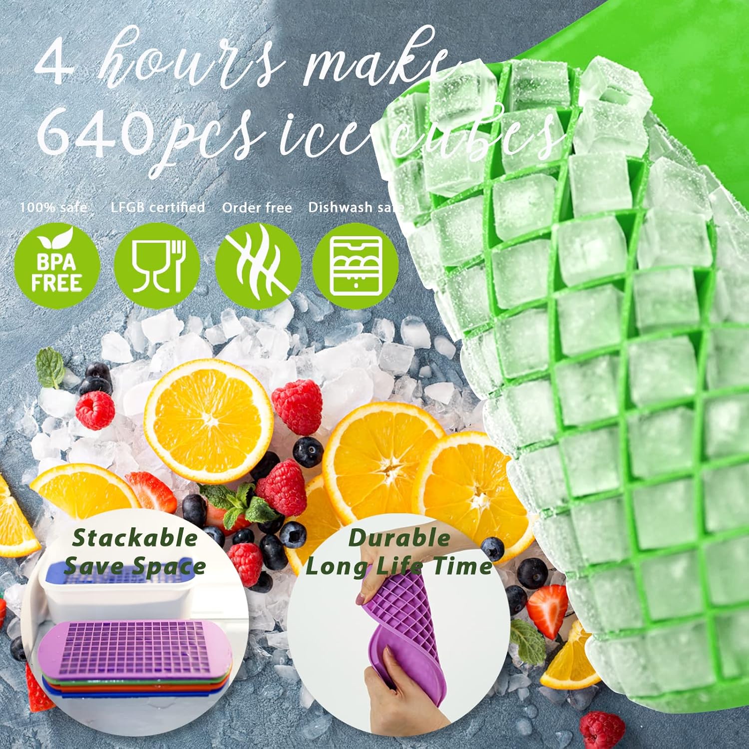 Mini ice cube trays making perfect tiny cubes for chilling juice, coffee, cocktails, and other cold beverages