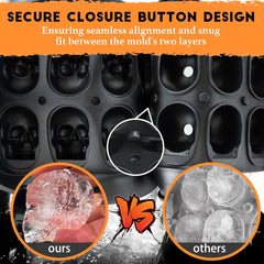 Flexible non-stick skull silicone mold allows easy release of ice cubes without breaking