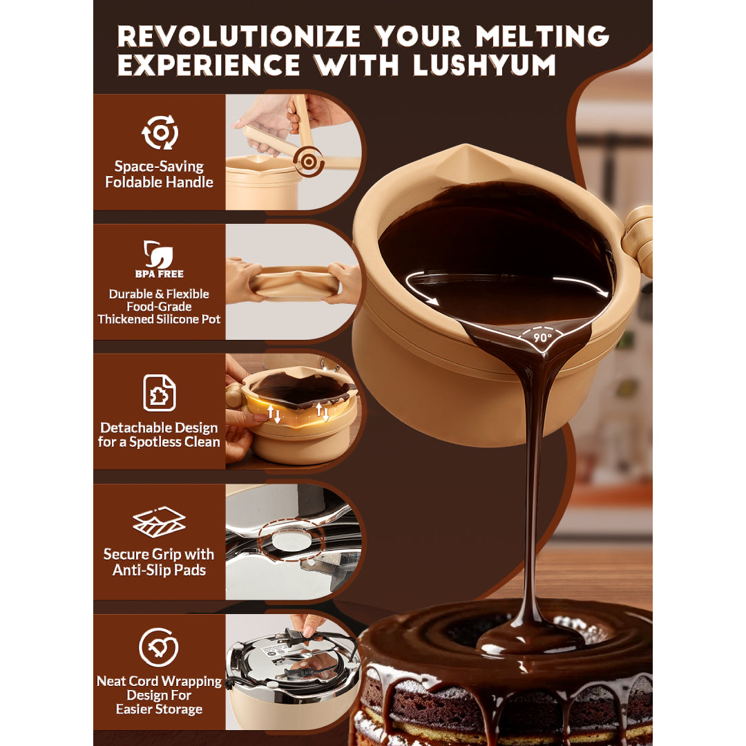 High-quality food-grade silicone chocolate melting pot, non-stick and safe for candy melts and chocolate